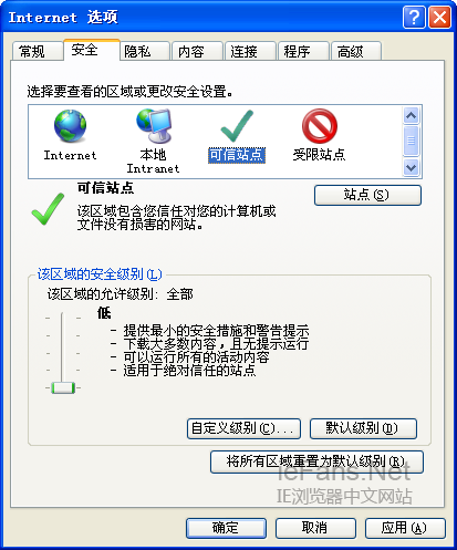 降低可信網(wǎng)站安全級別